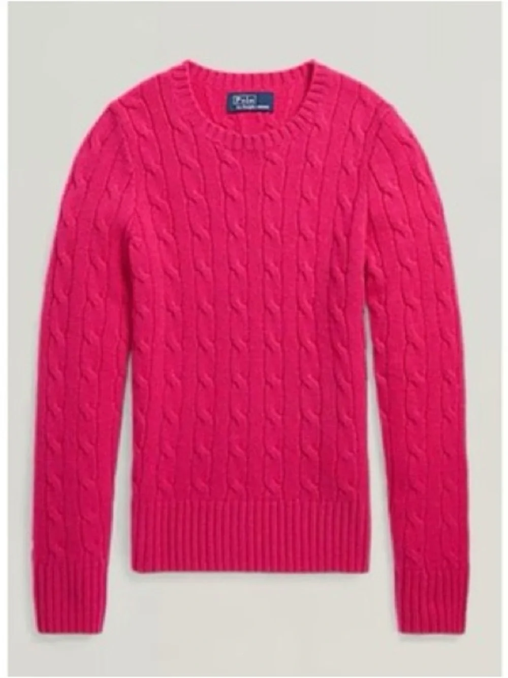 Ralph Lauren Cashmere Cable Crewneck Girls Hot Pink Pullover Sweater. Size XL.
